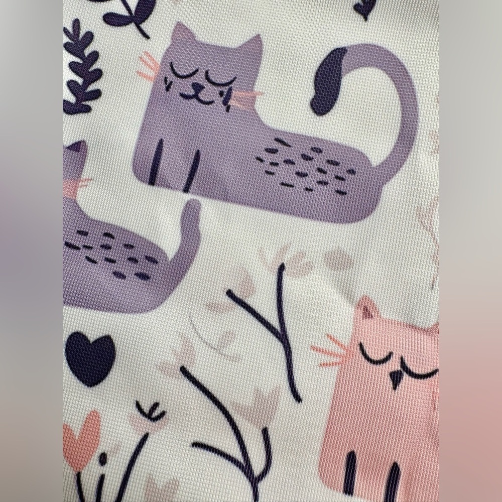New Pink & Purple Cats Shopping Bag Purse Tote w/ Fuzzy Paw Charm - 16” - Picture 6 of 9